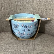 New Disney Stitch Ramen Pasta Noodle Bowl Gift Set Chopsticks  Kitchen