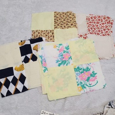 Vintage Unfinished Handmade 10'' Square Quilt Top Blocks 22 Patchwork Squares Set
