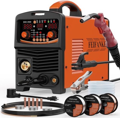 250A Aluminum MIG Welder 110V/220V, 6IN1 Multiprocess Welder SYN/Manual Control