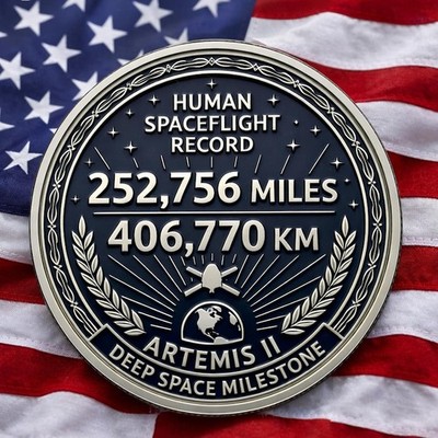 Artemis II Space Mission Coin, Orion Spacecraft Moon Collectible Gift Decor