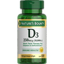 Nature's Bounty Vitamin D3 250mcg   Immune Support Softgels 72 Ct 