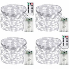 4 Pack Fairy Lights Battery Operated with Remote Control Timer, 26 FT 80 LED