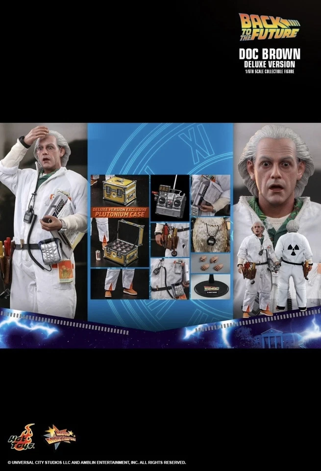 NUEVO Hot Toys MMS610 Regreso al Futuro Doc Brown Versión Deluxe 1/6 Figura BTTF Foto 2 de 4