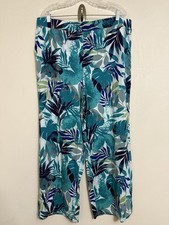 Denim Co BEACH Pants Womens XL FLORAL Wide Leg Beach Jersey d co Stretch read