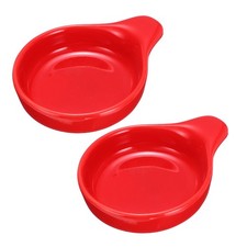 2Pcs Ceramic Dipping Sauce Bowls, 4oz Soy Sauce Dish with Handle, Bright Red