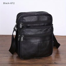 Echtleder Schultertasche Unisex Schwarz