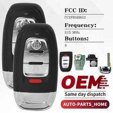 2-Pack 4-Button Smart Key Fob for Audi A4 A5 Q5 2009-2016 IYZFBSB802