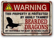 Eveokoki Bearded Dragons Retro Funny Warning Pet Tin Metal Signs Home D cor