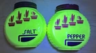 VTG Anchor Hocking Vitrock Red Flower Salt Pepper Shakers Uranium Glass Art Deco