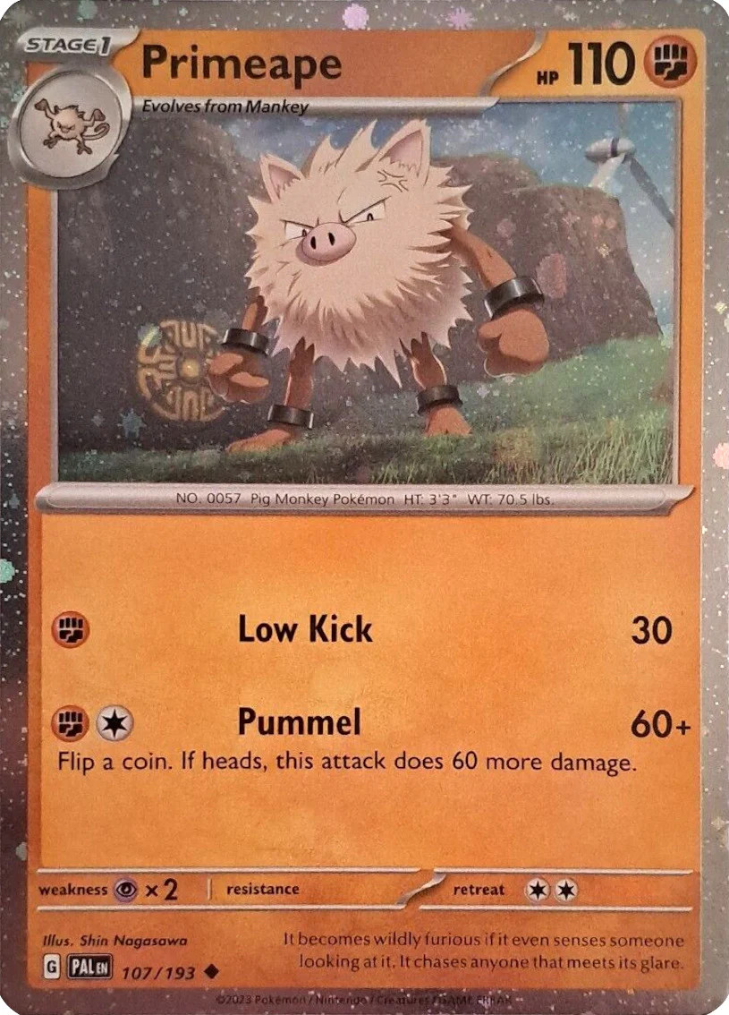 Primeape - 107/193 - Cosmos Holo NM, English Pokemon Paldea Evolved