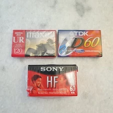 Maxell 120 Min, TDK & Sony 60 Min Blank Audio Cassettes - Lot of 3 Tapes