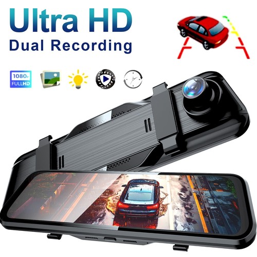 4K Mirror Dash Cam Front Rear View Android Auto Carplay 10' Touch Screen Car DVR