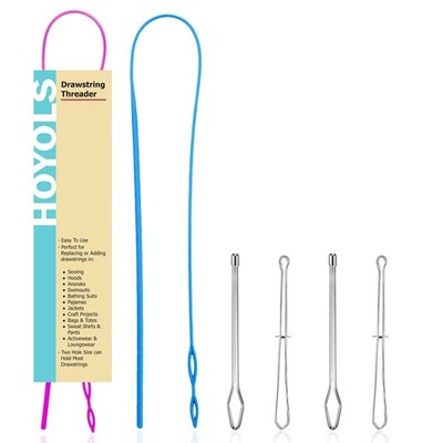 6Pcs Elastic Needle Threader Set, 2 Drawstring Threaders, 2 Bokin Needle Thre...