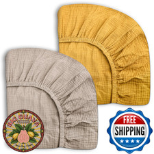 Pack and Play Sheets for Baby Boy and Girl 2 Pack, Neutral Muslin Cotton Pack N