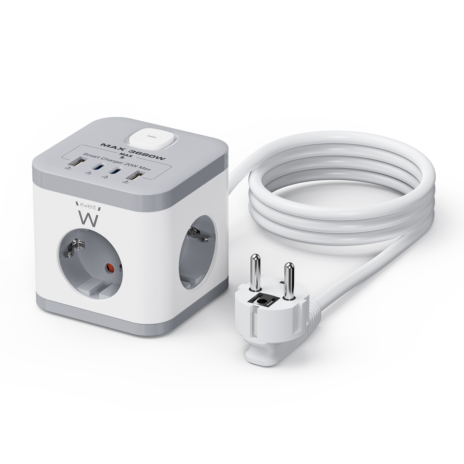 Multipresa a Torre Ewent EW3863: 15 Metri, 3 Prese e 4 USB per Casa