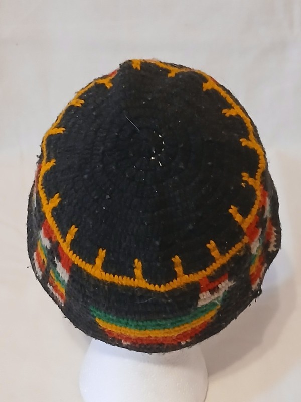 Vintage hand crochet Kippah Yarmulke - multi-colors