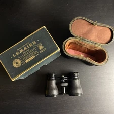 Vintage Antique Lemaire Leather Opera Glasses With Original Case and Box Paris