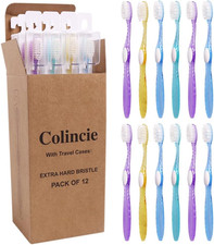 Firm Toothbrush, Extra Hard Bristle for Adult Smokers,Multicolor Transparent Tra