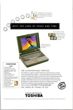 1995 Toshiba Protege Portable Computer Vintage Color Print Ad Computing Ephemera
