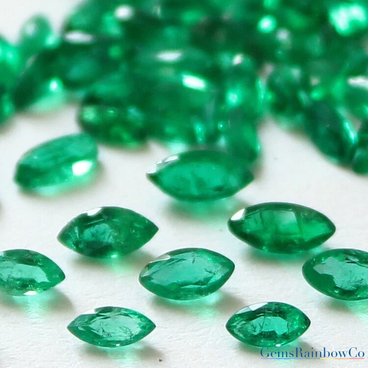Piedras preciosas naturales facetadas baguette ovaladas esmeralda sueltas, marquesa, cuadradas, #988. Foto 2 de 4