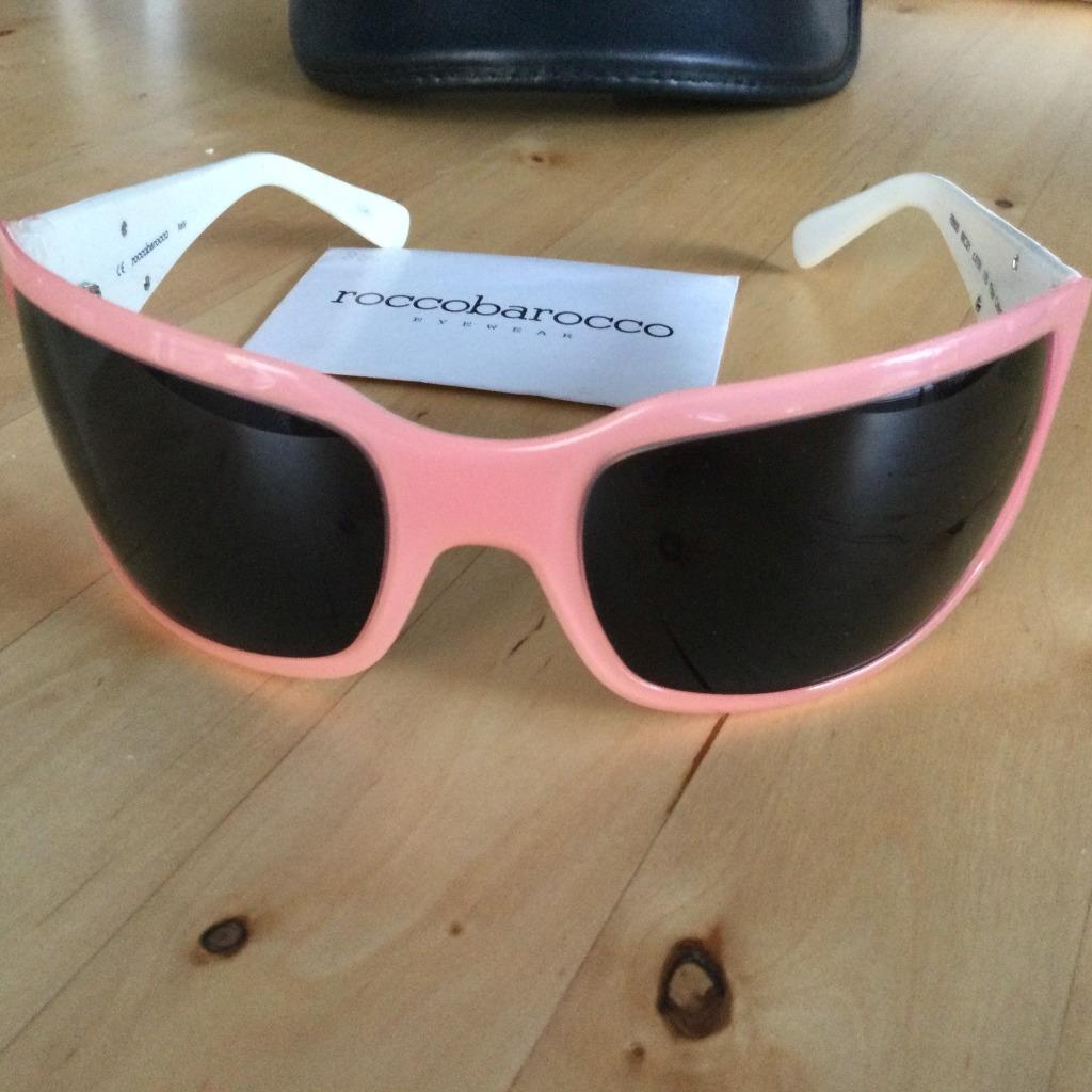 ROCCOBAROCCO SUNGLASSES PINK FRAME W CLEAR CRYSTALS RB MADE IN