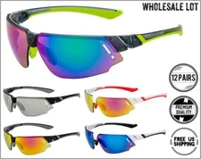 WHOLESALE LOT Men Sport Wrap Around Cycling Fishing Golfing SUN GLASSES 12 Pairs