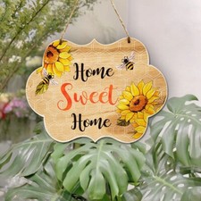 Welcome Sign Porch Decor for Front Door Wooden Hanging Sign