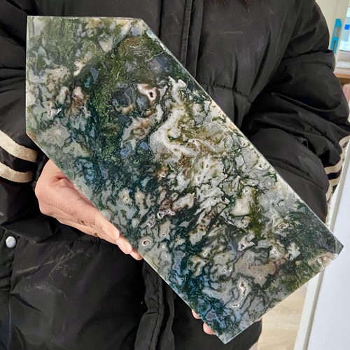 Pilar de cristal de ágata musgo hierba de agua natural de 5,46 lb cristal Reiki - Imagen 12 de 13