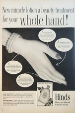 1947 Hinds Honey Almond Fragrance Cream Vintage ad whole hand