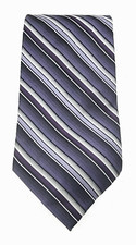 JOSEPH  FEISS Men's Tie Black Purple Silver Striped Silk Necktie 57" x 3.75"