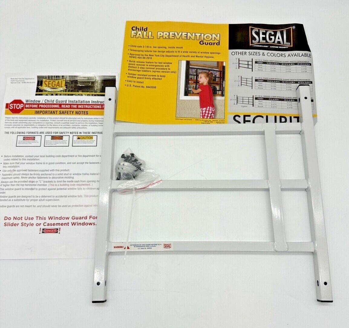 S L1200 Segal s 4748 fixed adjustable child safety window guard prevents accidental fall