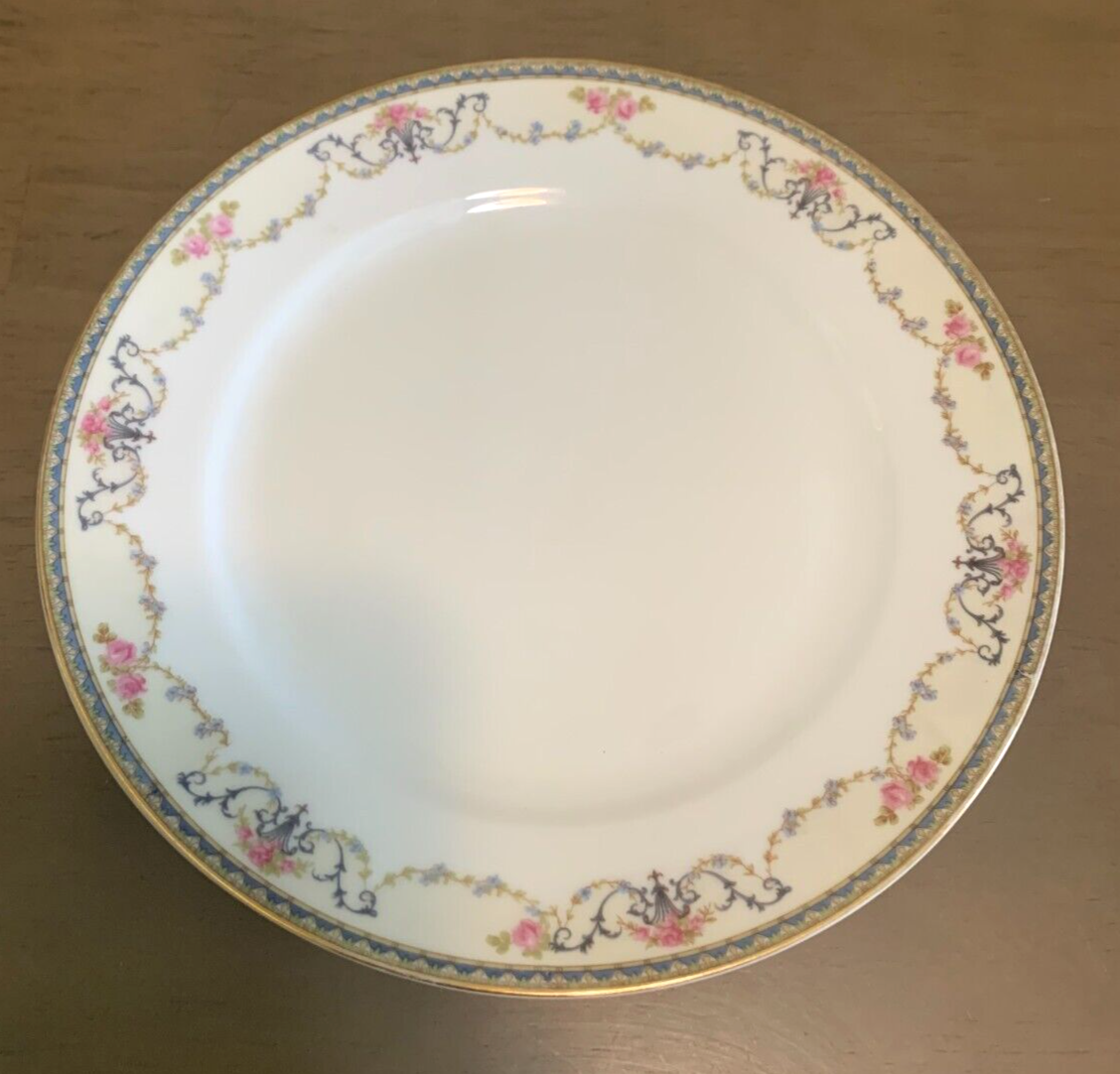 1 Dinner Plate Noritake Premier Pink Roses Blue Flowers Gold Rim