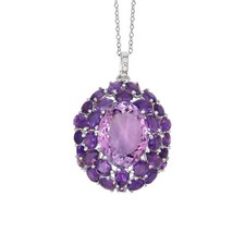 Natural Purple Amethyst Pendant Sterling Silver Statement Jewelry Christmas Gift