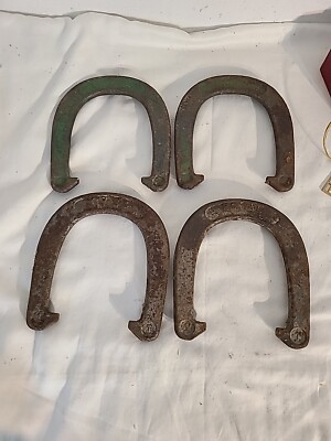 Vintage 2 Pair Royal Horseshoes Silver / Green