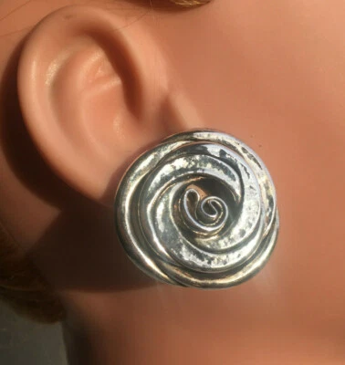 Boucles d'oreilles Clips TARATATA France. Earrings signed silver tone - Vintage - Photo 1/4
