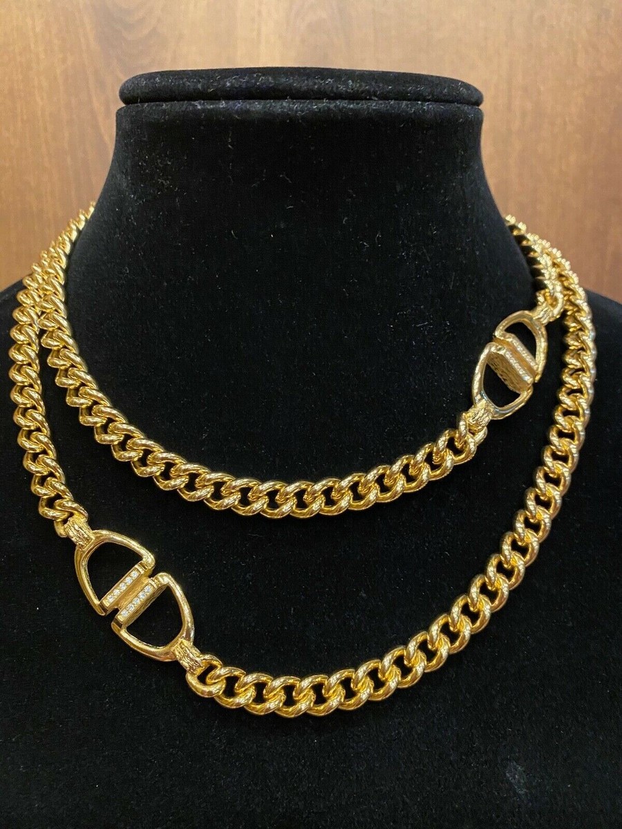 Vintage Christian Dior Gold Plated Chain Link Necklace | eBay