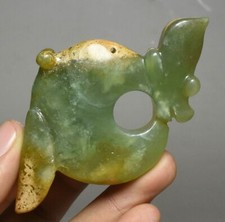 9CM Chinese Hongshan Culture Natural Jade Cicada Pig Long Dragon Hook Pendant