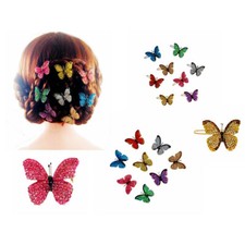 USA BUTTERFLY Hair Clip Hairpin BROOCH made with Swarovski Crystals 8 Colors