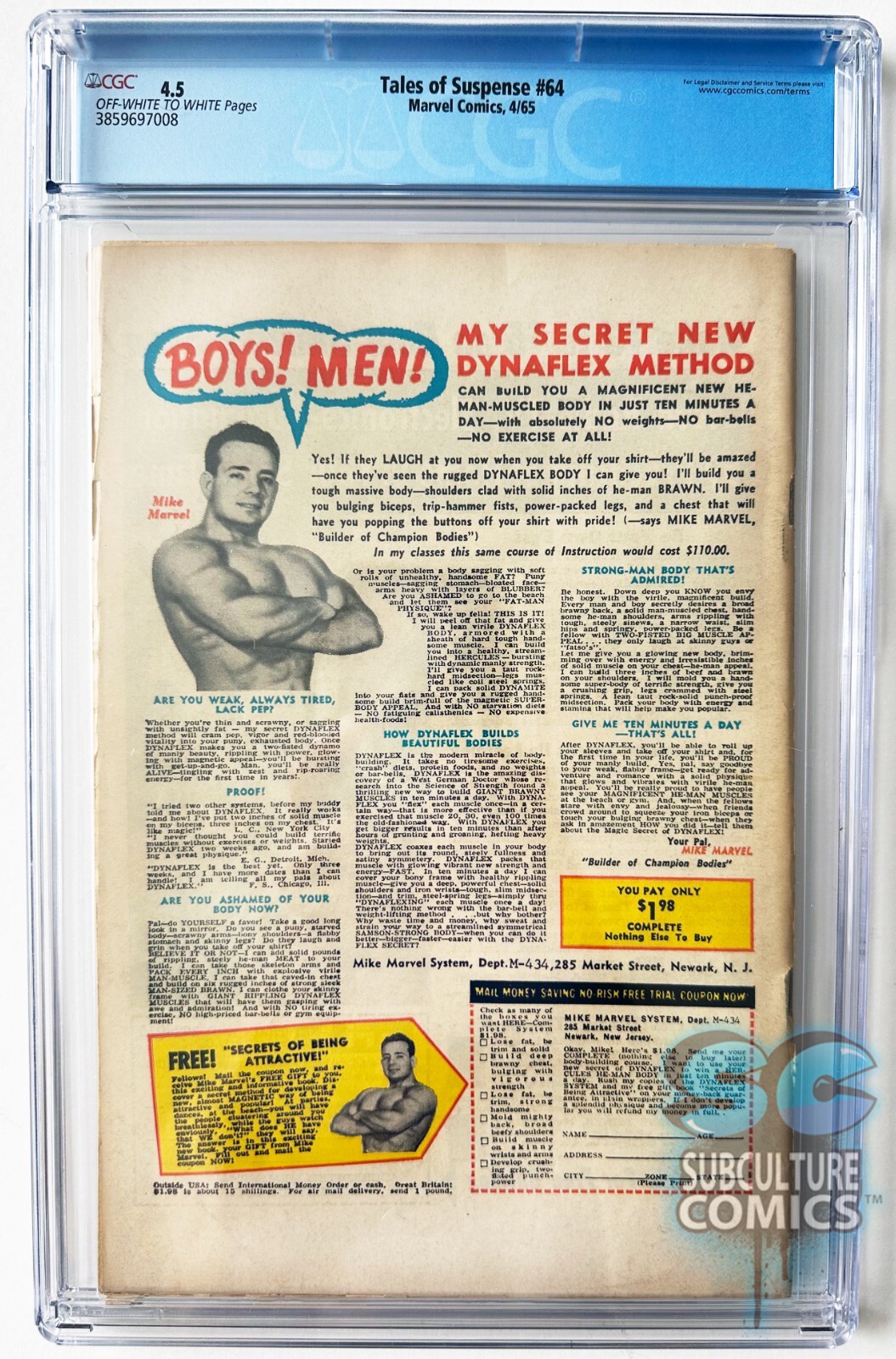 TALES OF SUSPENSE 64 SILVER AGE BLACK WIDOW DONS COSTUME CGC 4.5