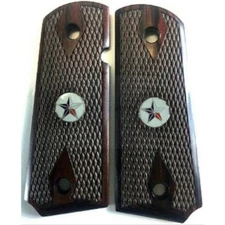 1911 Rosewood Double Diamond Checked Full-size Grips w/ Texas Star Medallions