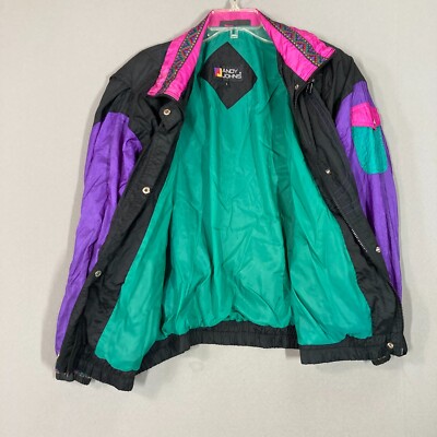 Vintage 80s 90s Nylon Color Block Full Zip Windbreaker Jacket
