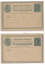 Venezuela: 1889; Postal Stationery 3, first double separated, w/answer, EBV879