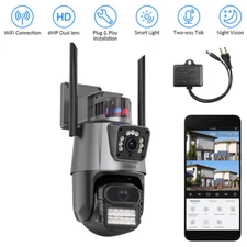 2.4G WiFi IP Dual Lens Camera 6MP HD Night Vision Security CCTV Onvif PTZ Camera