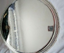 Steel Serving Tray.EP on Steel.MAGELL, Bevel Edging with Gold Metal Vintage. 14"