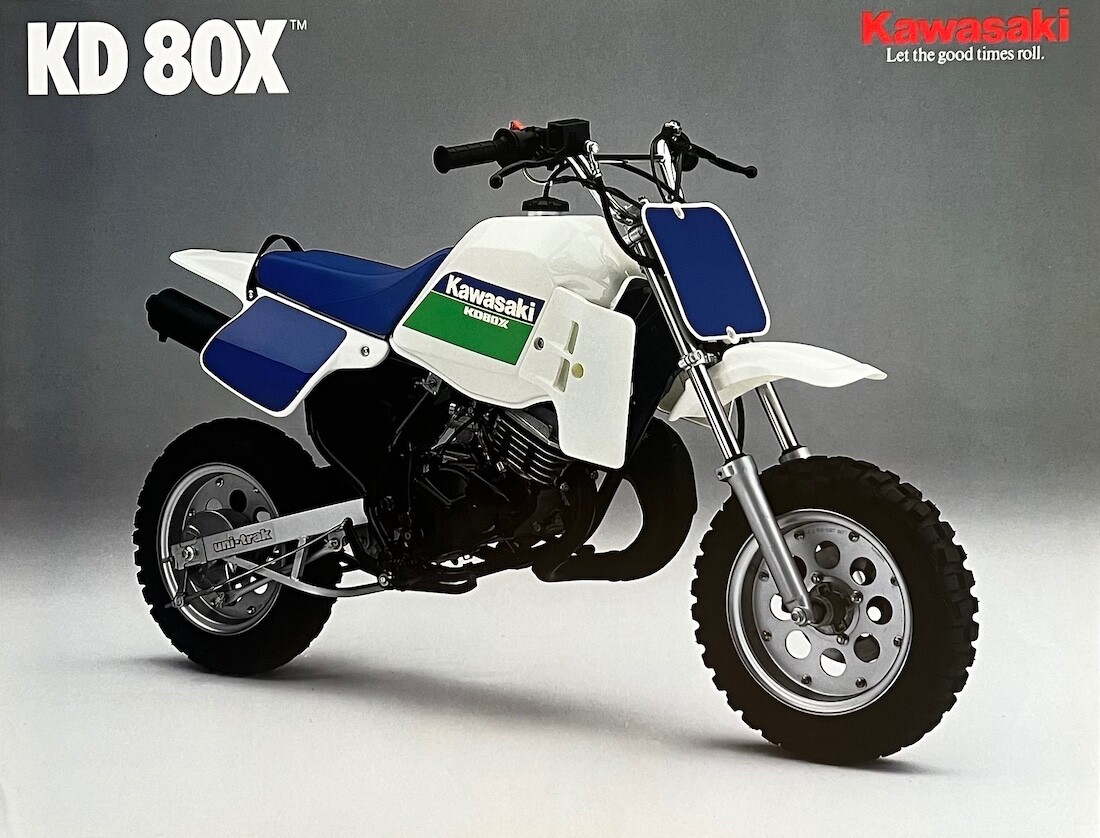 1989 Kawasaki KD80X double-sided sales brochure-literature 1989 Kawasaki KD80X double-sided sales brochure-literature