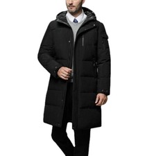 Hombres Chaqueta de Plumón de Pato Cálida Larga Abrigo con Capucha Exterior Puffer Parka Espesar Invierno