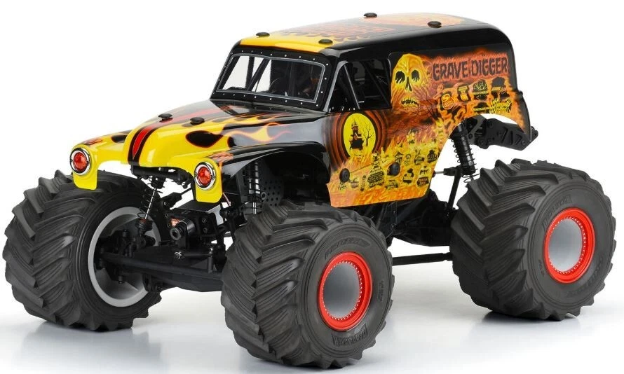 Pro-Line LMT 1/10 Grave Digger Fire Painted Body Red/Yellow Clod Buster TXT USA1 - Image 4 of 4