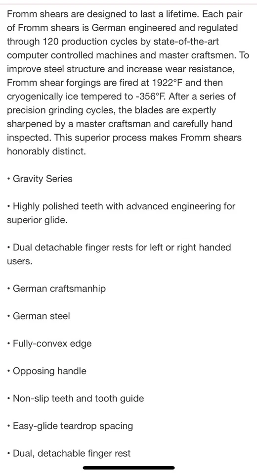 NIB FROMM Gravity Series Gravity 15 Texturizing Shears Professional Hair 6" New - Image 3 of 3