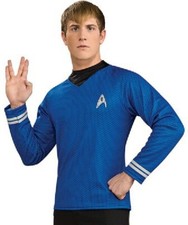 New Star Trek Movie Mr. Spock Science Blue Adult Deluxe Uniform Shirt NEW SEALED