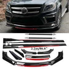 Front Bumper Lip Chin Spoiler Splitter Body Kit Glossy Black For Mercedes-Benz